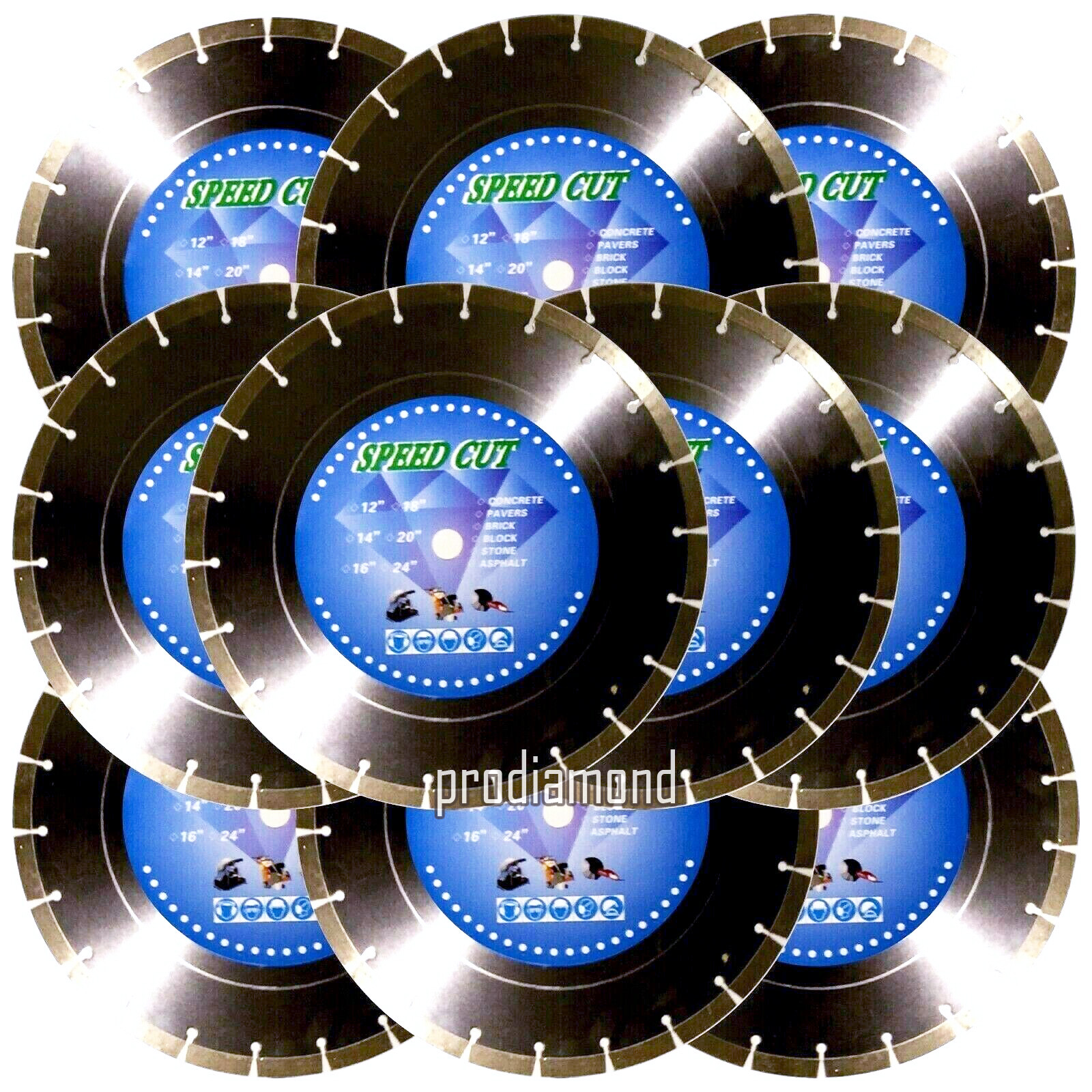 14″x10pcs 12.9MM SEG CONCRETE/MASONRY/STONE/ASPHALT Diamond Blade +FREE SHIPPING
