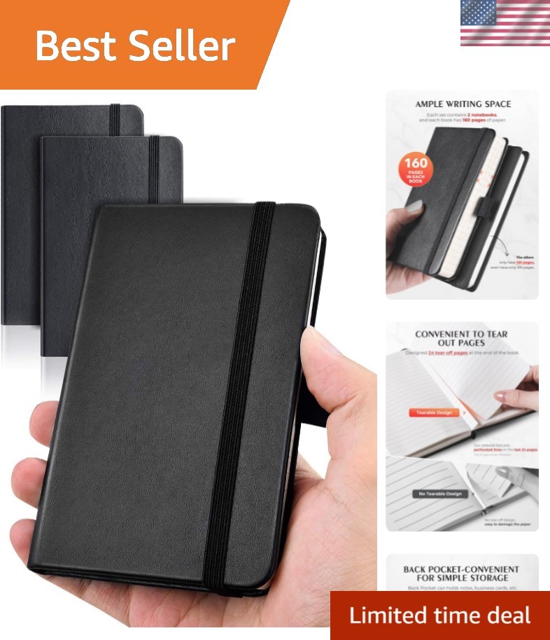 Pocket Notebook, Small Notebook, 2-Pack Total 320 Pages,3.7″ x 5.7″ Pocket No…