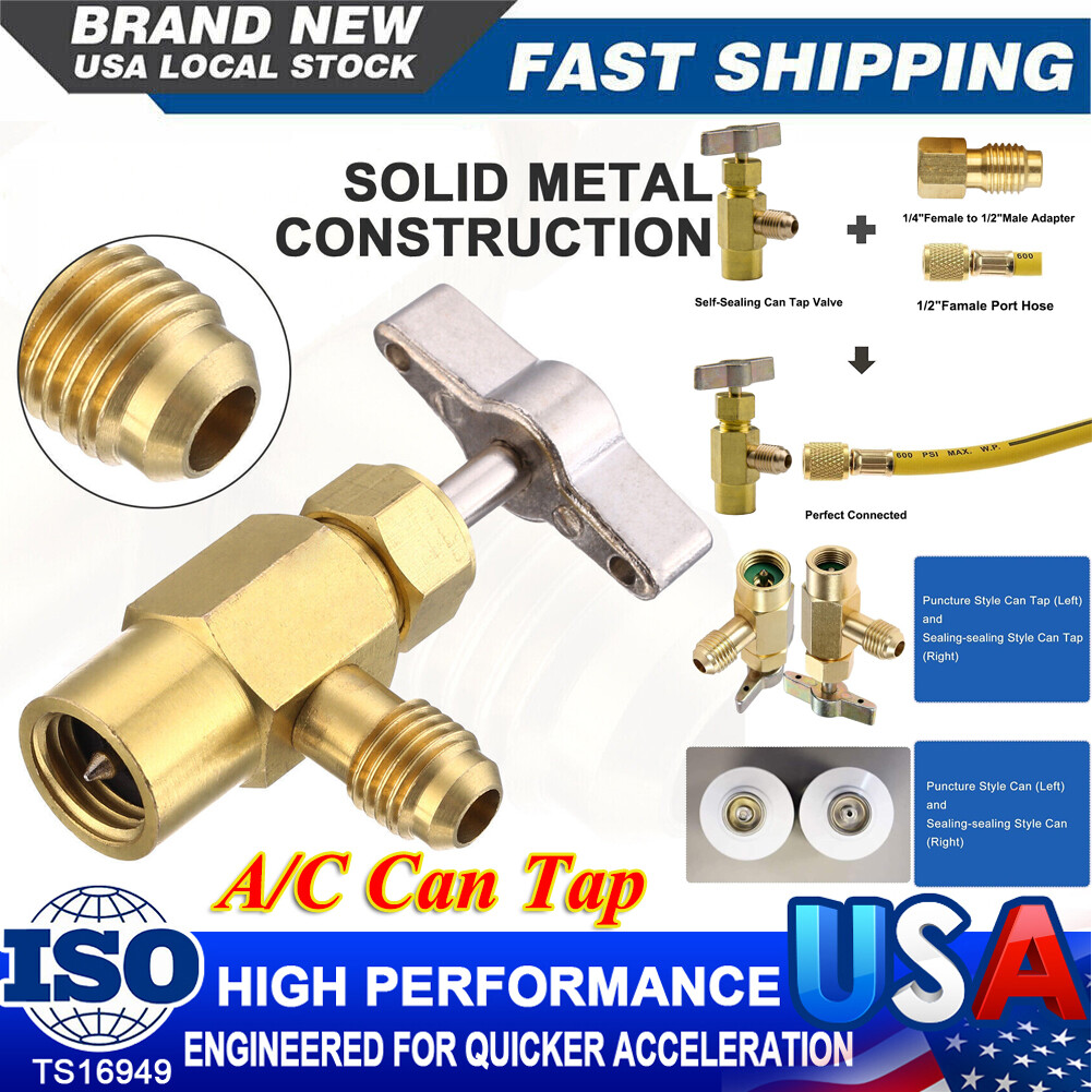 Can Tap Self-Sealing HVAC Freon Tank Adapter Valve Core Refrigerantion Tool Kit