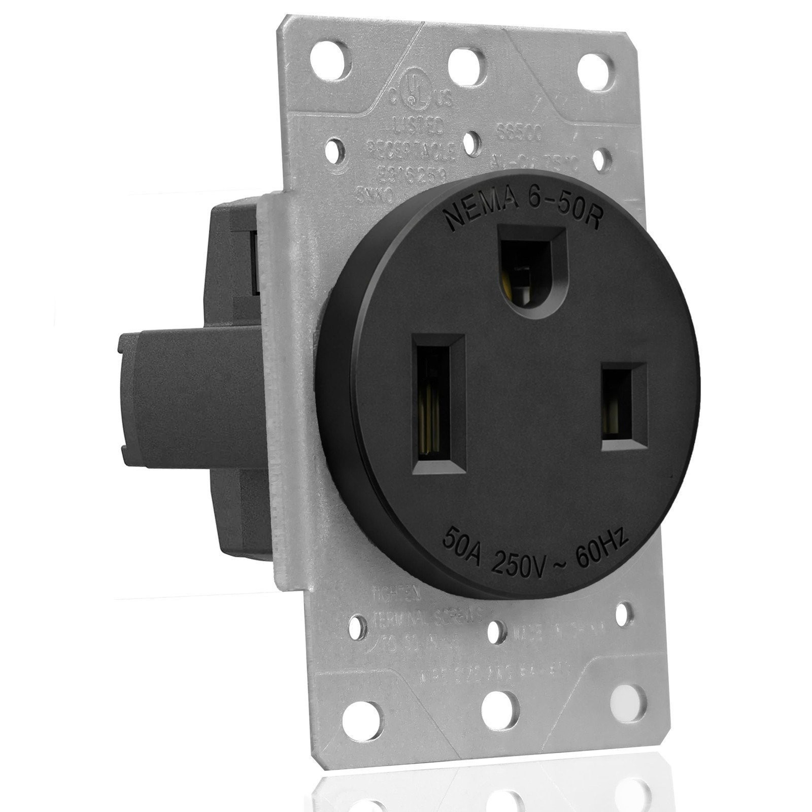 NEMA 6-50R Industrial Power Receptacle Outlet, 50 Amp 250V Flush Mount…