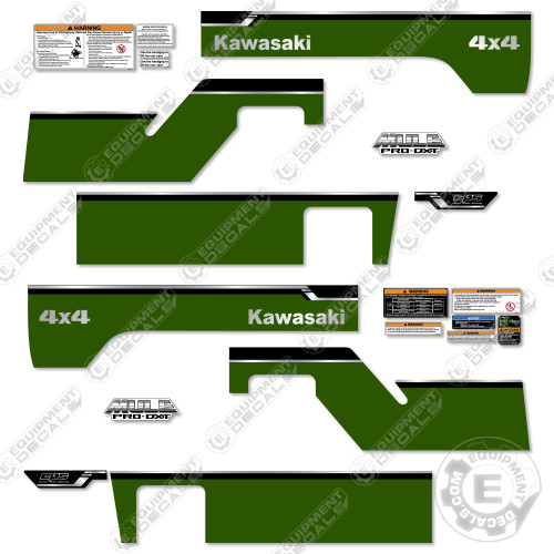 Fits Kawasaki Mule Pro DXT Decal Kit 4×4 – Green Version – 7 Year 3M Vinyl Kit!