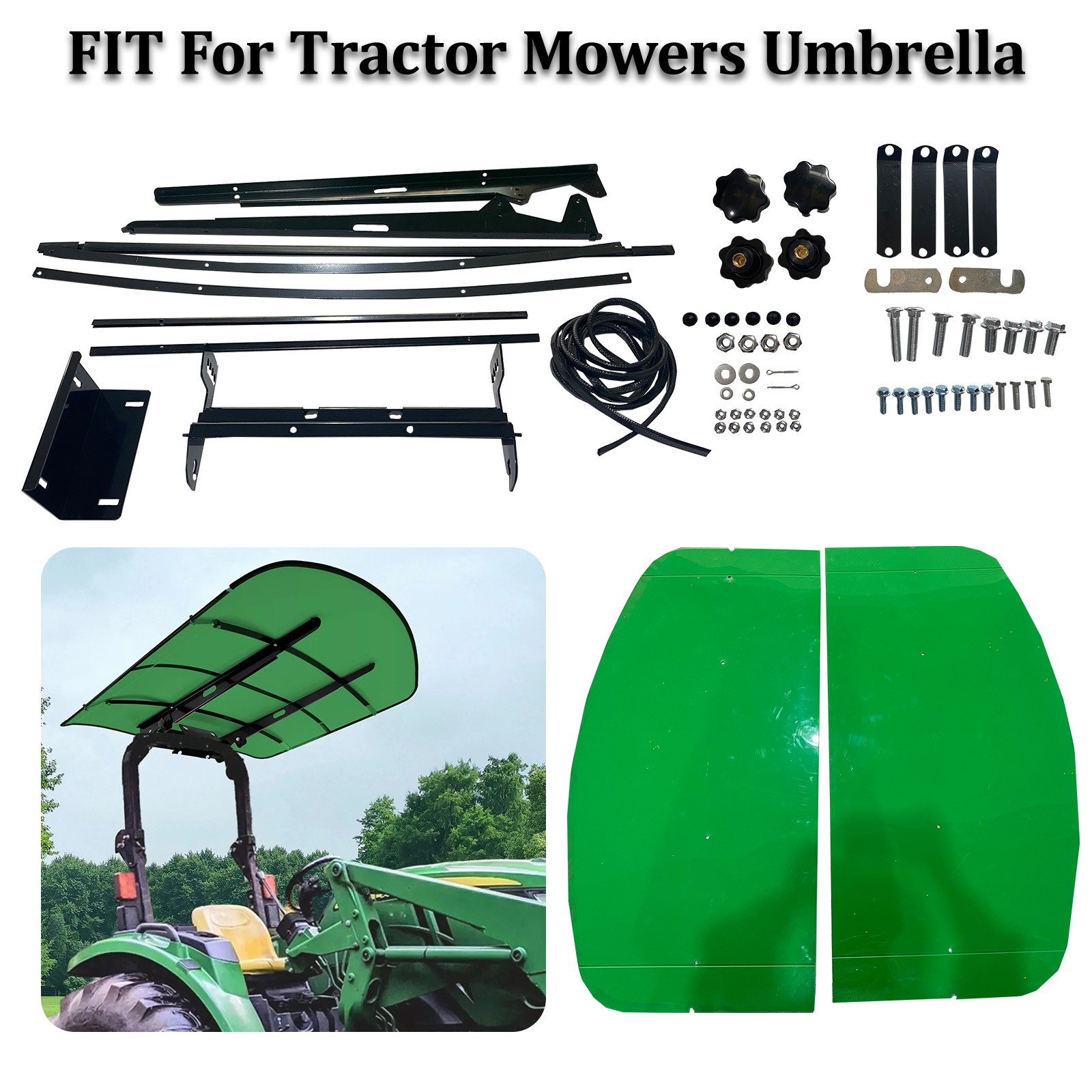 Green Tuff Top Tractor Canopy 52″ X 52″ For John Deere 2″ x 2″ or 2″ x 3″ ROPS
