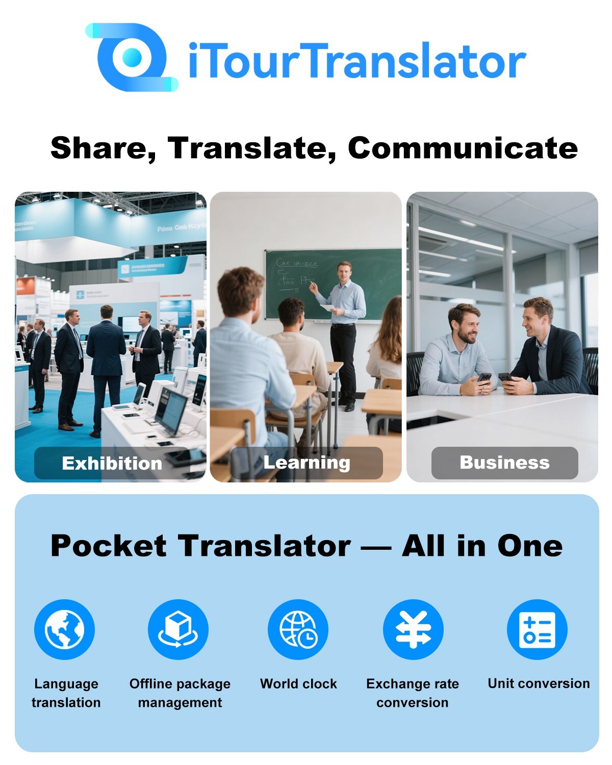 iTour D-Pro AI Dual-Screen Translator, Detachable, Real-Time Voice Translator