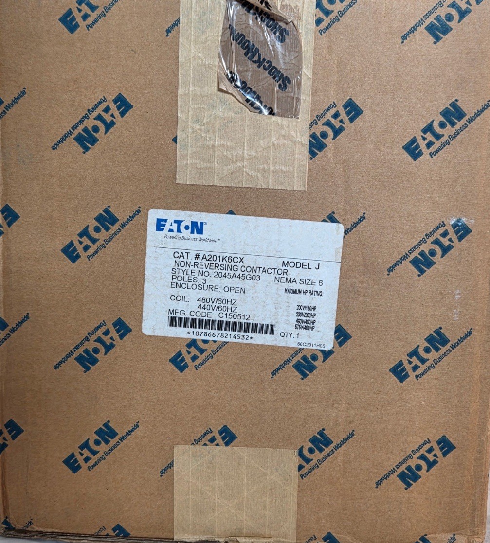Eaton A201K6CX 3 Pole 480 V 60 Hz Non Reversing Contactor