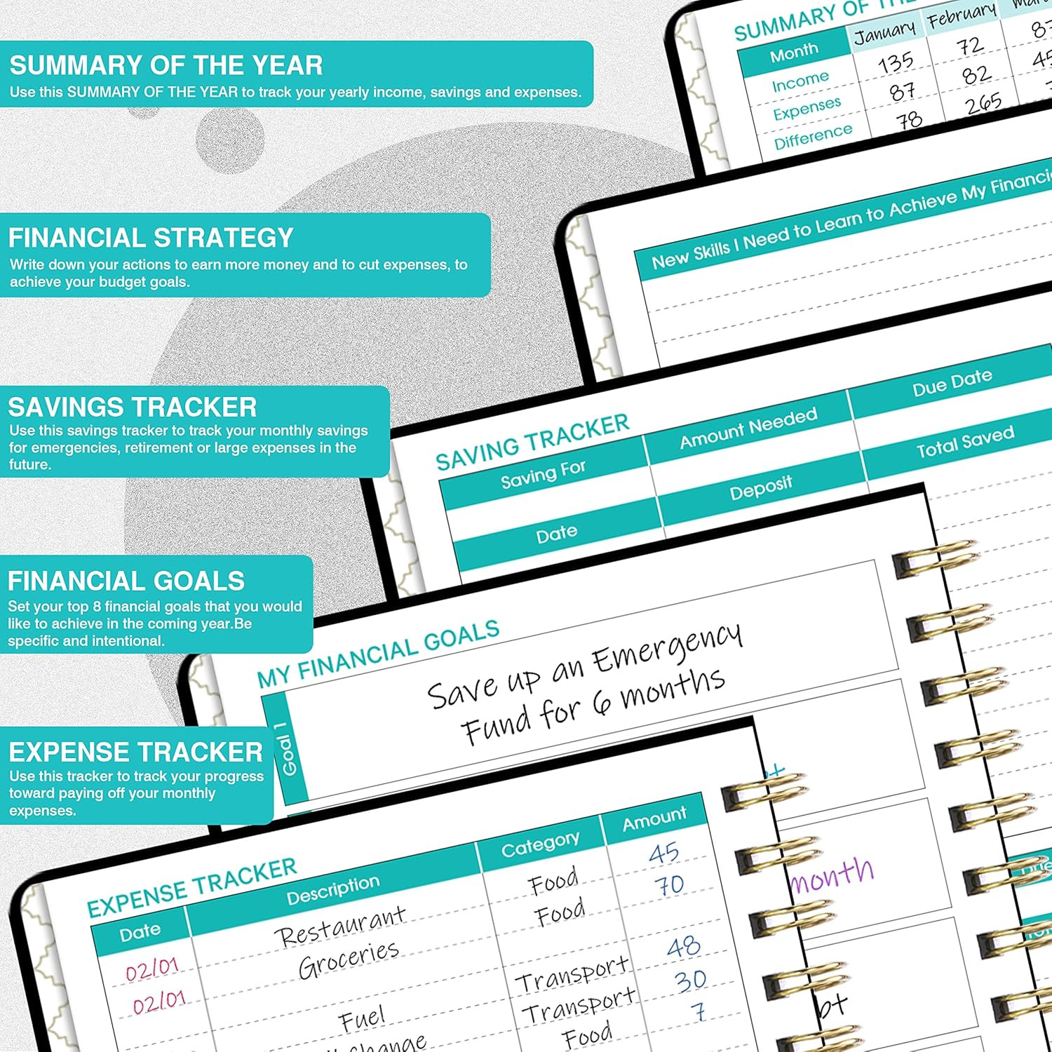 Budget Planner – Budget Book with Bill Organizer and Expense Tracker, 6.1″ X 8.2
