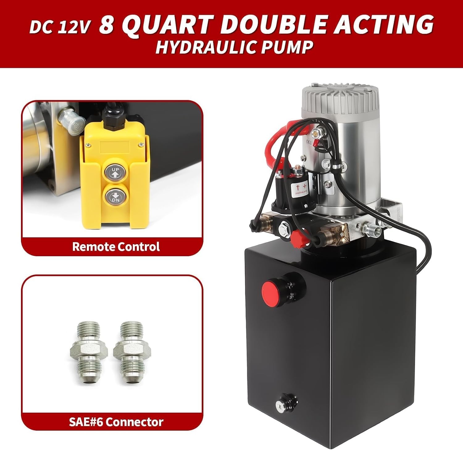 Hydraulic Dump Trailer Pump 8 Quart 12V
