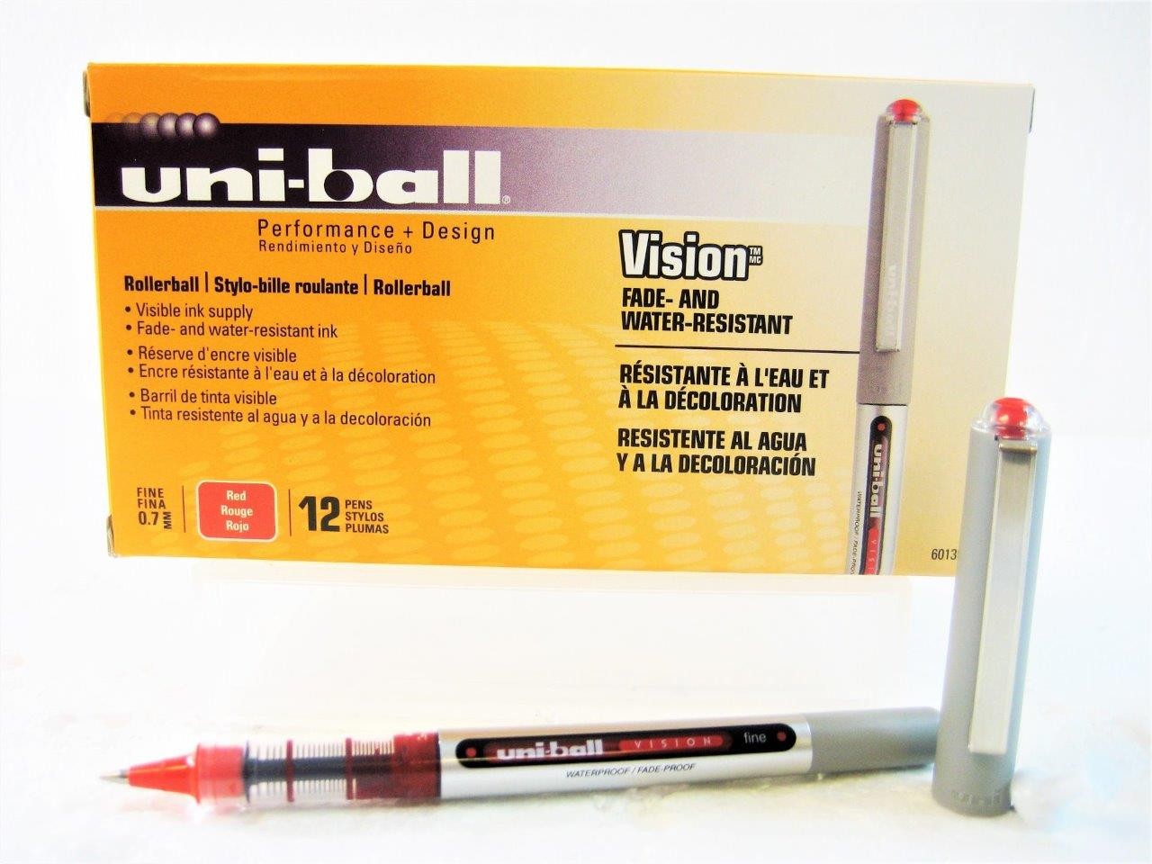 (36-Pens) Uni-ball Onyx Red Ink Fine Point Roller Ball Pen, 3-Dozen, New (60139)