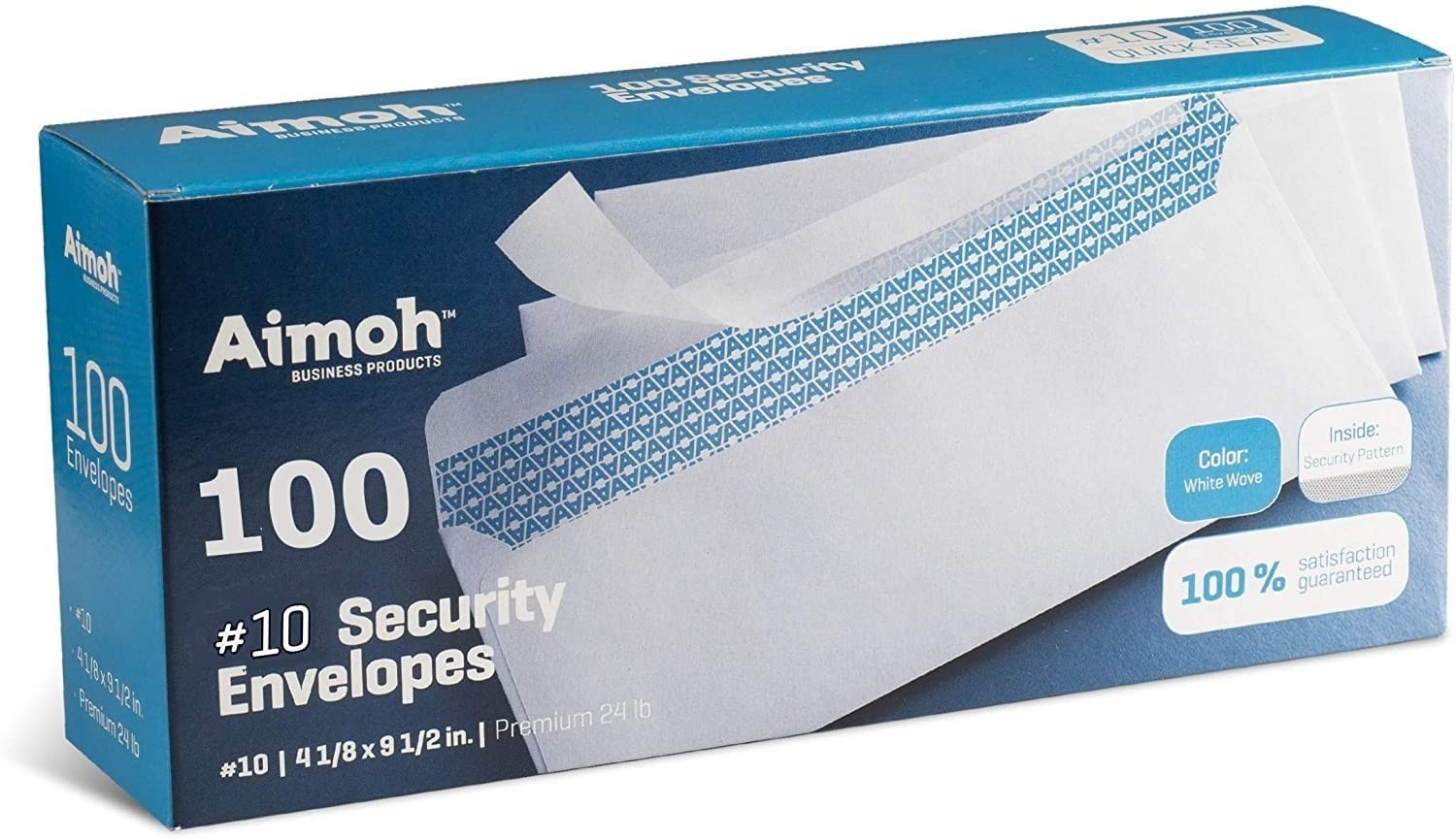 Aimoh #10 Security Self Seal Envelopes – 100 Qty |No Window, 100 Ct., White