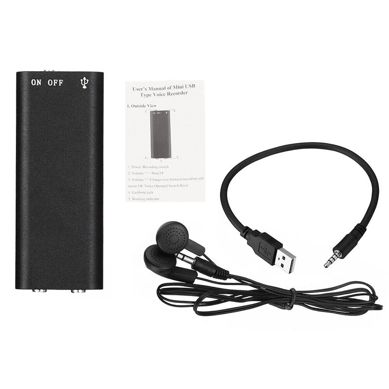 Voice Spy Digital Activated Recorder Mini Audio Hidden Dictaphone 16GB Device