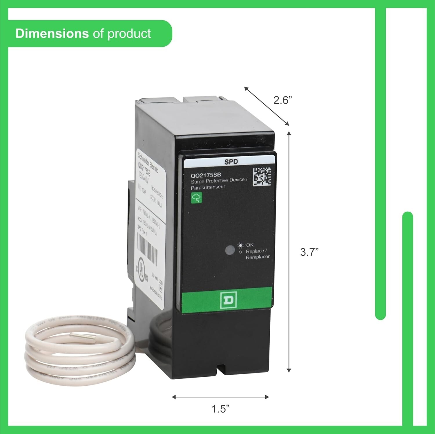 Square D by Schneider Electric QO2175SB QO SurgeBreaker, Surge Protection Device