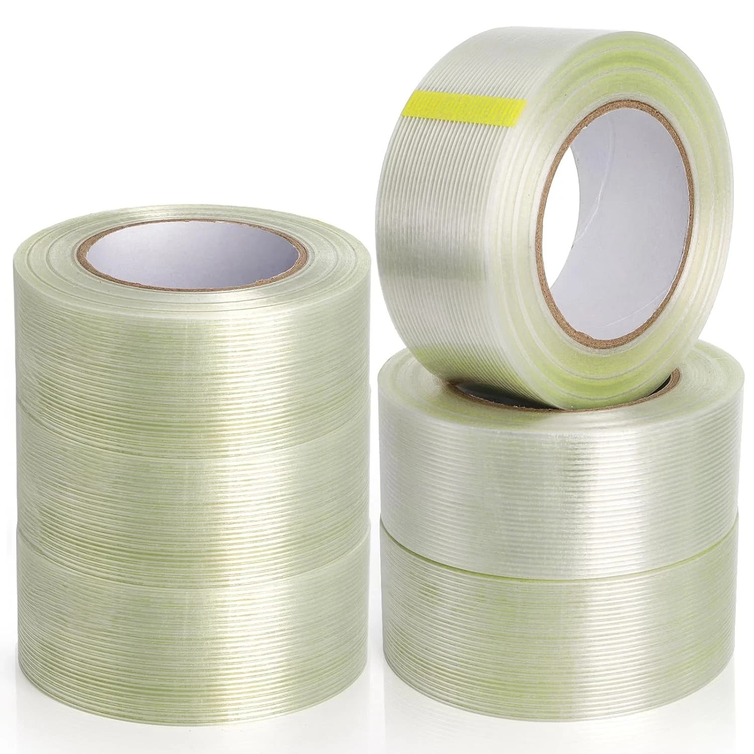 6 Rolls Filament Strapping Tape, 2» x 60yds x 5.5mil Reinforced Fiberglass Tape