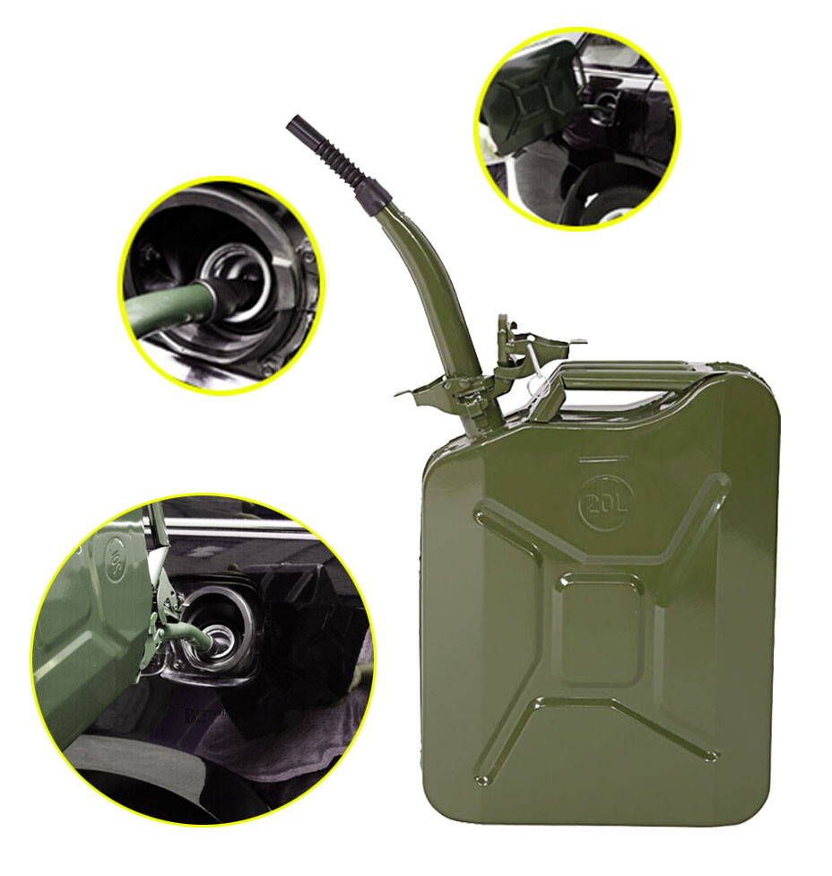 Army Green Fuel Can 5Gal 20L Gas Gasoline Fuel Army Backup Metal Steel Tank