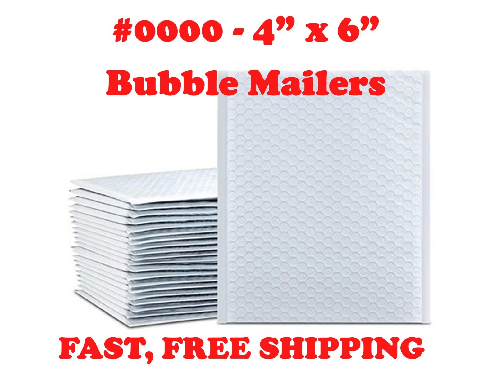 #0000 4×6 POLY BUBBLE MAILERS SELF SEAL SHIPPING BAGS ENVELOPES PADDED (4×5)