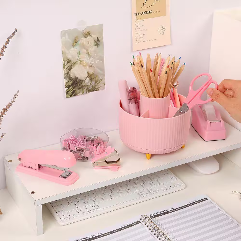 5.8 In. X 3.8 In. Desk Accessories with Rotating Pen Holder for Desk, Stapler, S