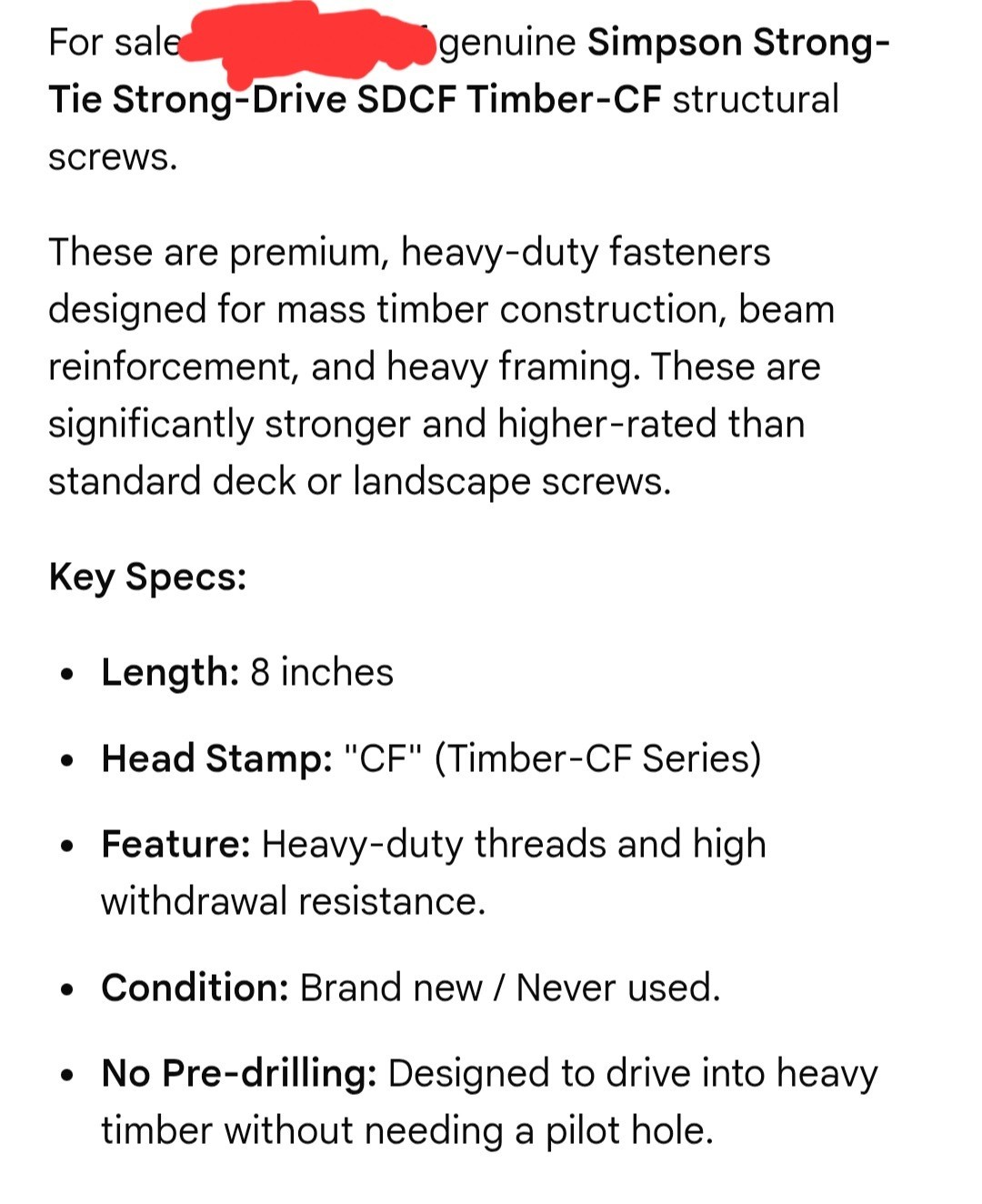 Simpson Strong-Tie SDCF Structural Screws Hex Head 8″ Black Steel 200