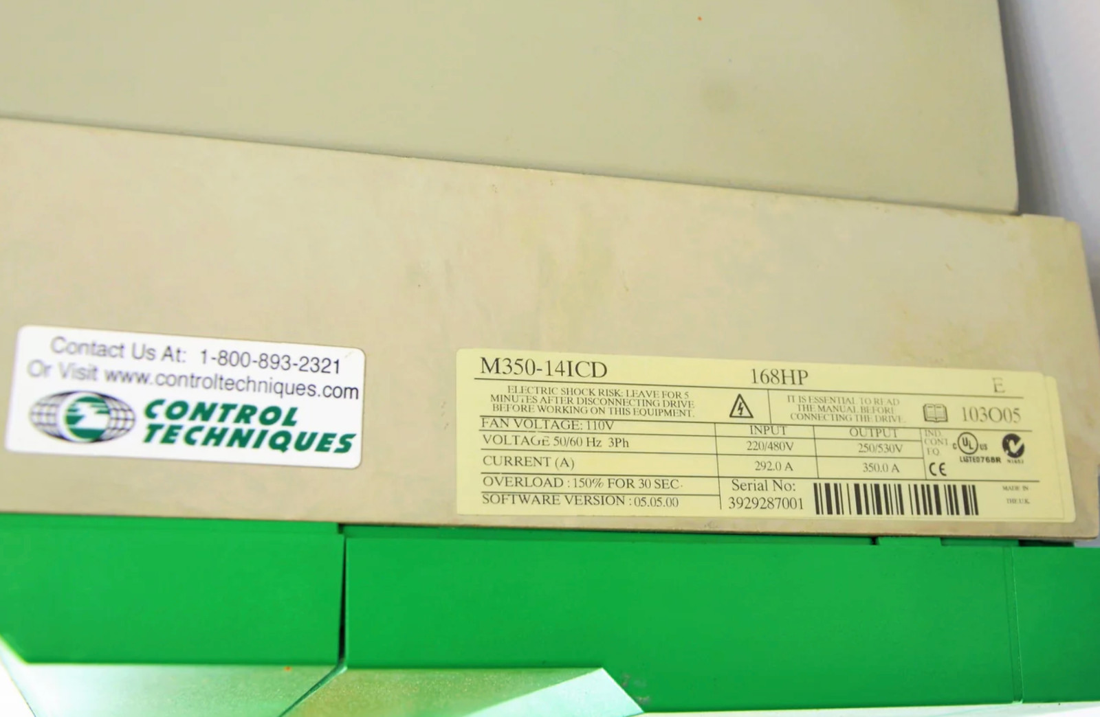 Control Techniques | Mentor II DC Drive | Model: M350-14ICD | 220/480V 168 HP