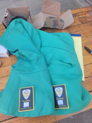 2pk Tillman 9oz Green Flame Resistant Welding Westex® Hood w/ Neck & Chest Drape