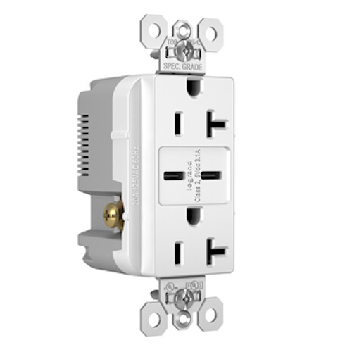Pass & Seymour Com Grade USB Charging Receptacle 20A type C Tamper Resist WHITE