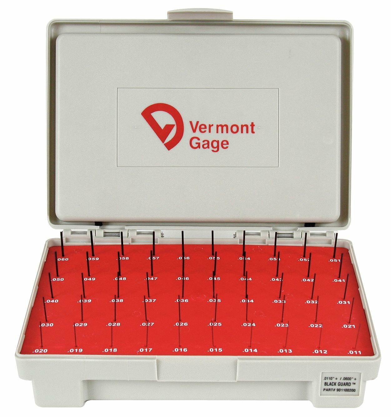 VERMONT GAGE PIN PLUS SET BLACK GUARD CLASS ZZ 0.0110″ – 0.0600″ #901100200