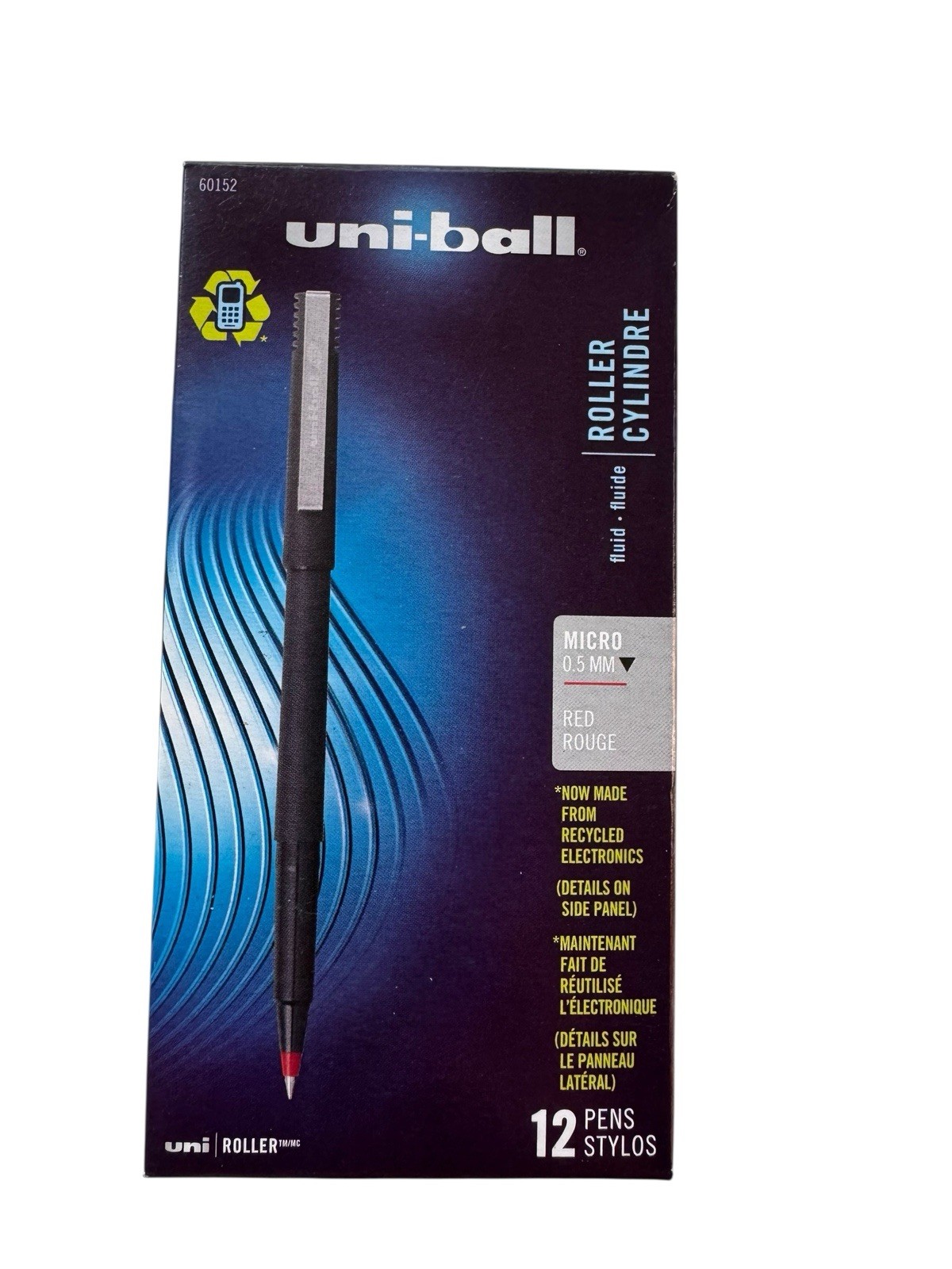 NEW Uni-Ball RED INK Onyx Roller Ball Pen Micro 0.5mm Matte Barrel 12 per Box