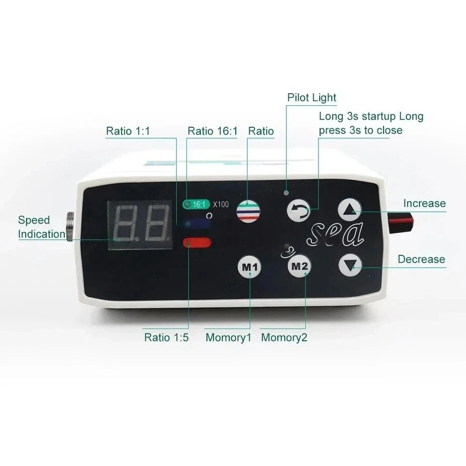 Dental Electric LED Brushless Micro Motor/1:1/1:5 Increasing Handpiece USA