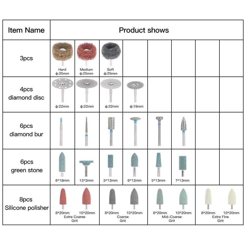 51Pcs/Box Dental Lab Polishing Kit HP Shank For Composite Ceramic 2.35mm