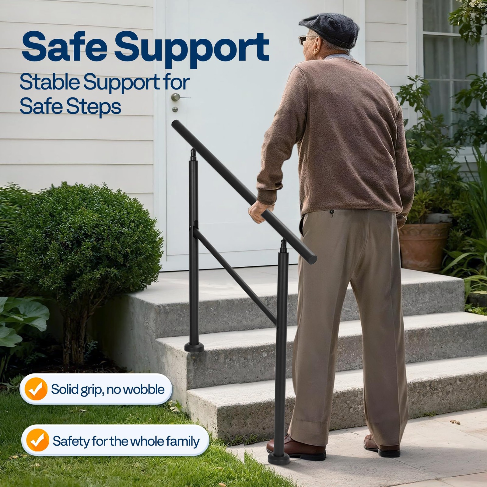 Vivohome 2-Pack Hand Rails For Outdoor Steps Galvanized Steel Railing Straight