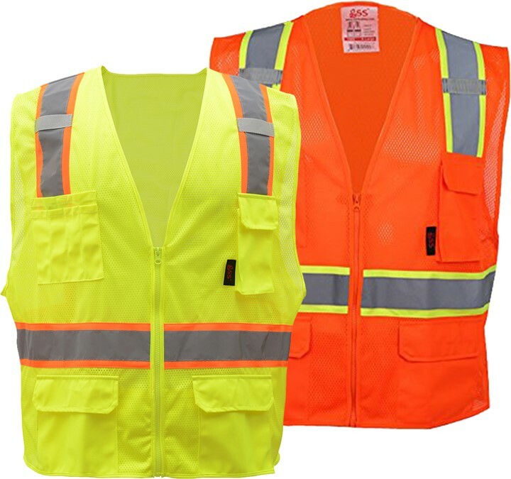 Class 2 Two-Tone Safety Vest with 6 Pockets Lime