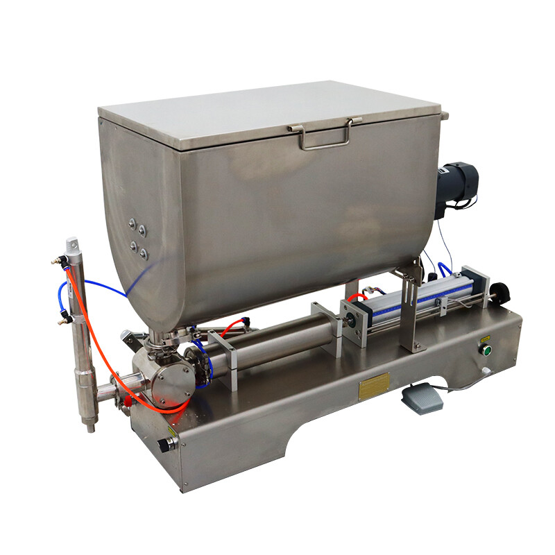 100-1000ml, Paste Filling Mixing Machine, Piston Filler Machine with Big Hopper