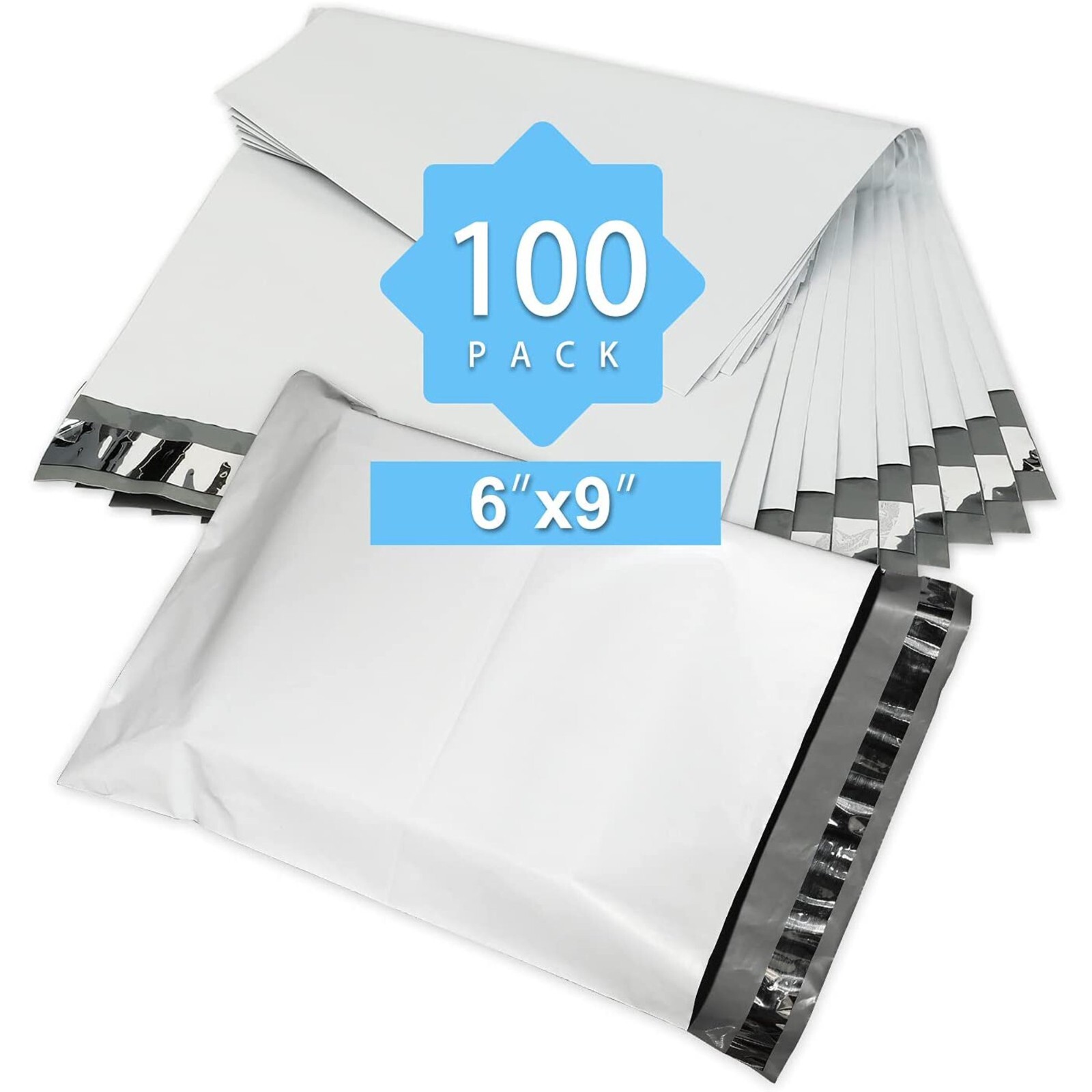 White Reliable Poly Mailers Bulk Envelopes 6×9 Inch 100Pcs Shipping Bags