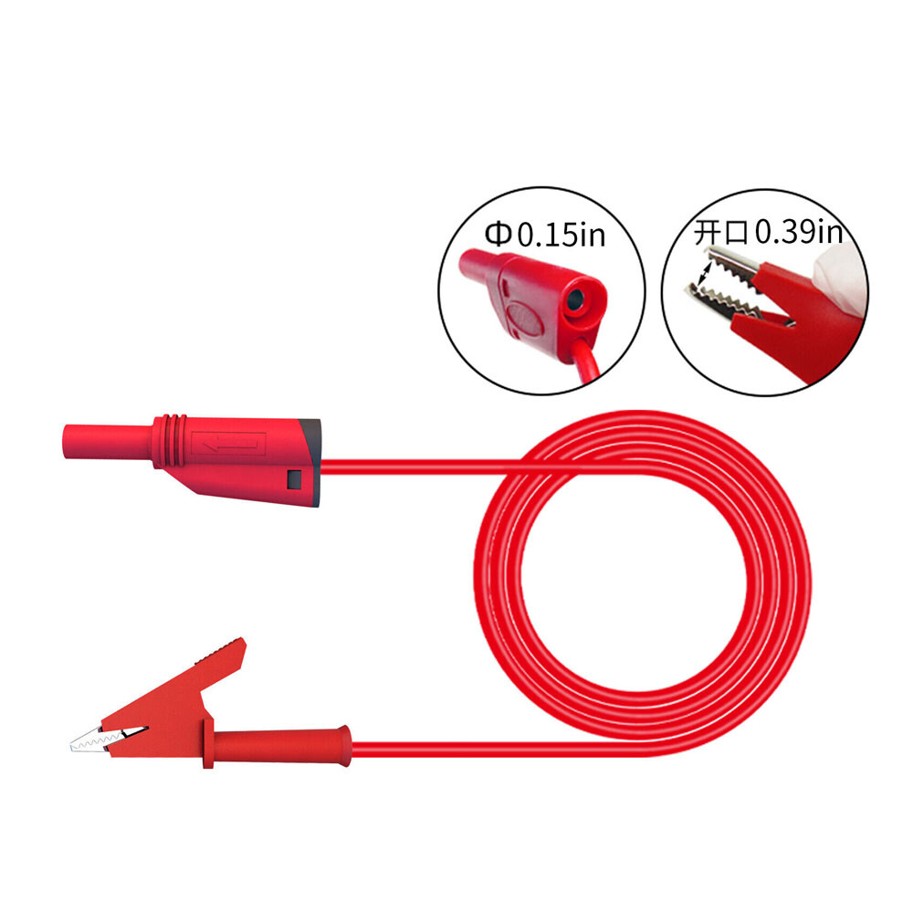 5PCS Safety Shrouded Banana Plug To Crocodile Alligator Clip Test Leads Cable