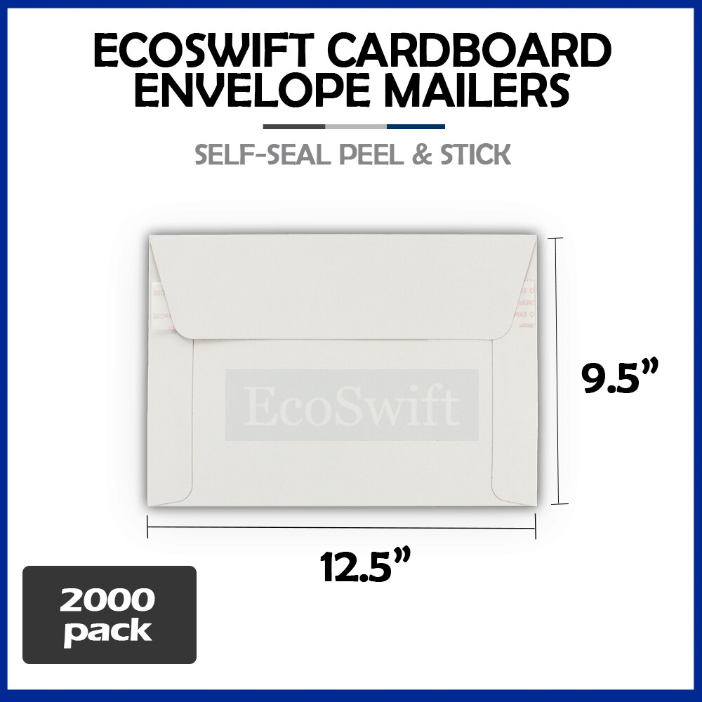 2000 – 12.5″ x 9.5″ EcoSwift White Photo Ship Flats Cardboard Envelope Mailers