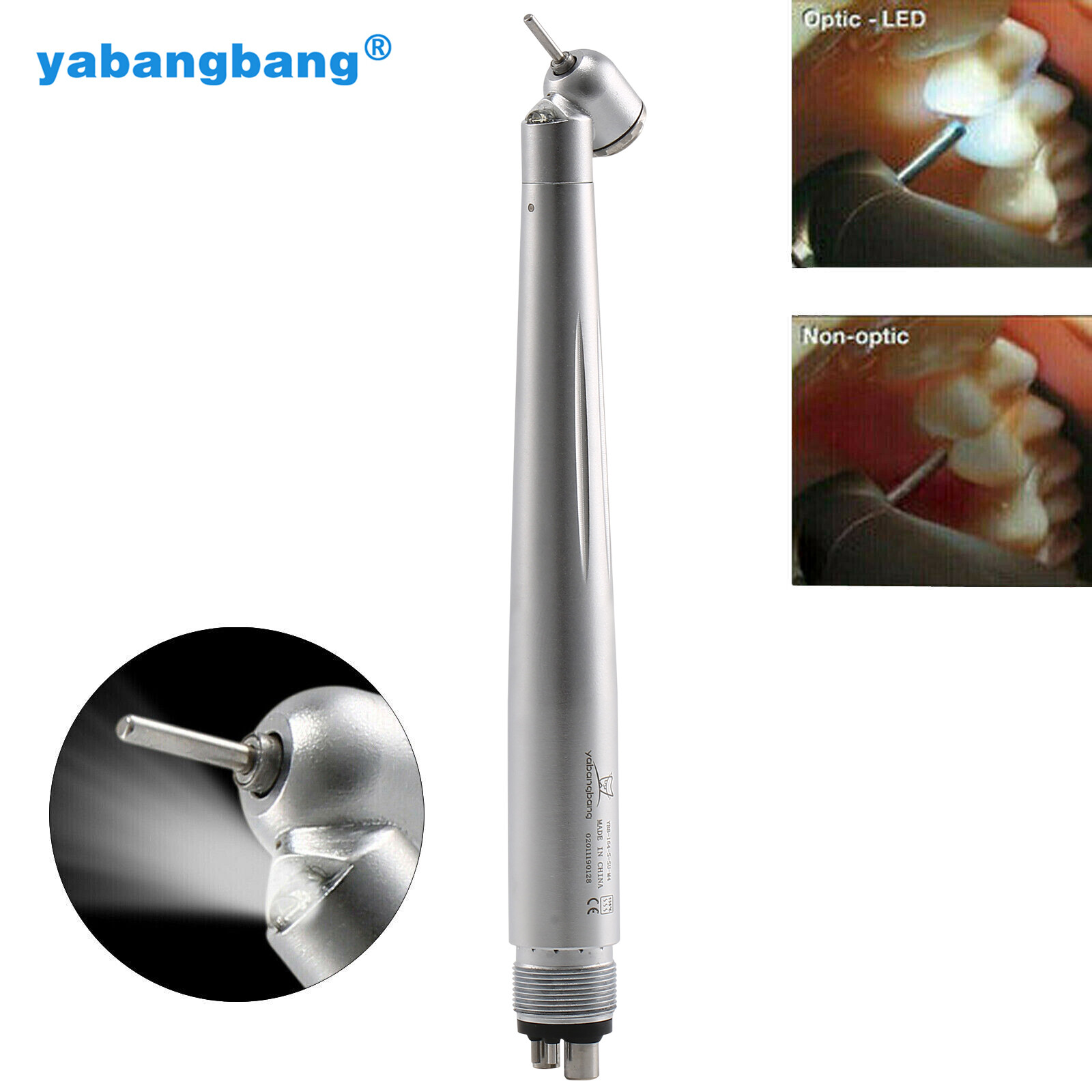 LED Dental Surgical Handpiece 45° Angle 4 Hole Midwest Rear Exhaust Impact Air
