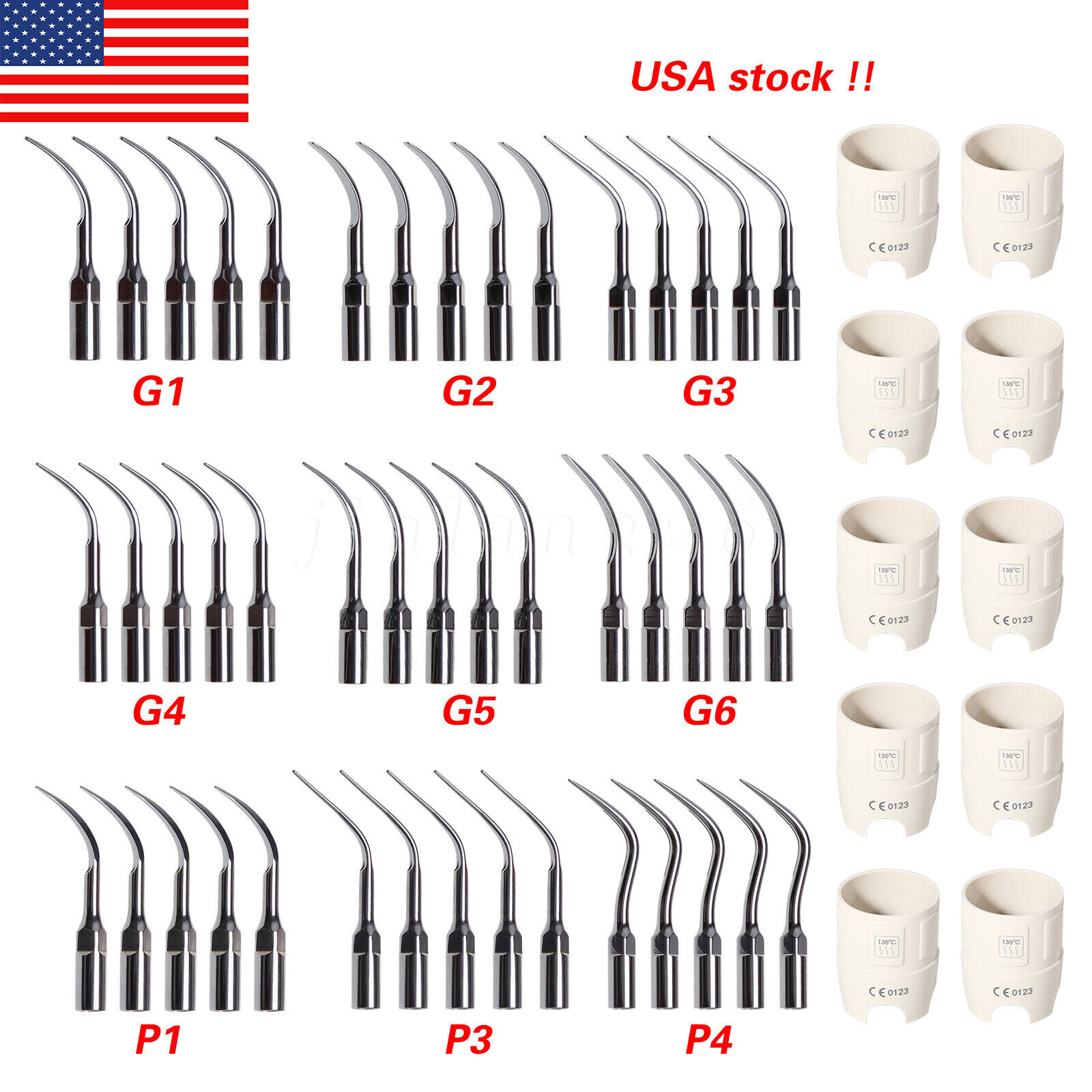 5 Dental Ultrasonic Piezo Scaler Tips Fit Woodpecker EMS /10 Torque Wrench Key