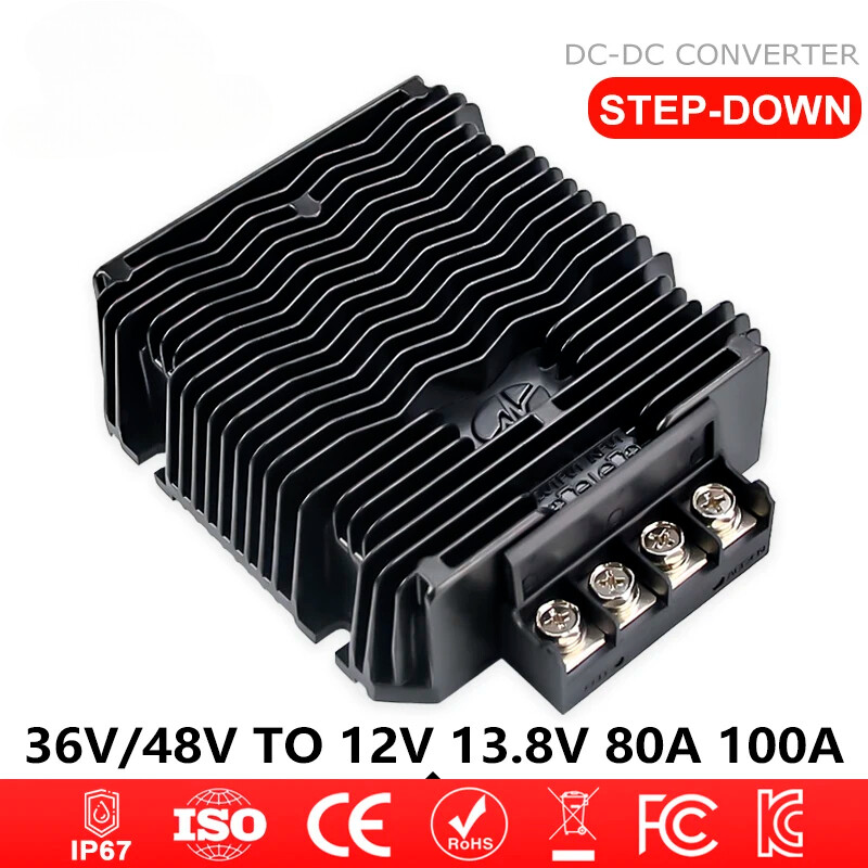 DC-DC 36V 48V to 12V 13.8V 100A Converter Step Down Regulator Cars Trucks Boats
