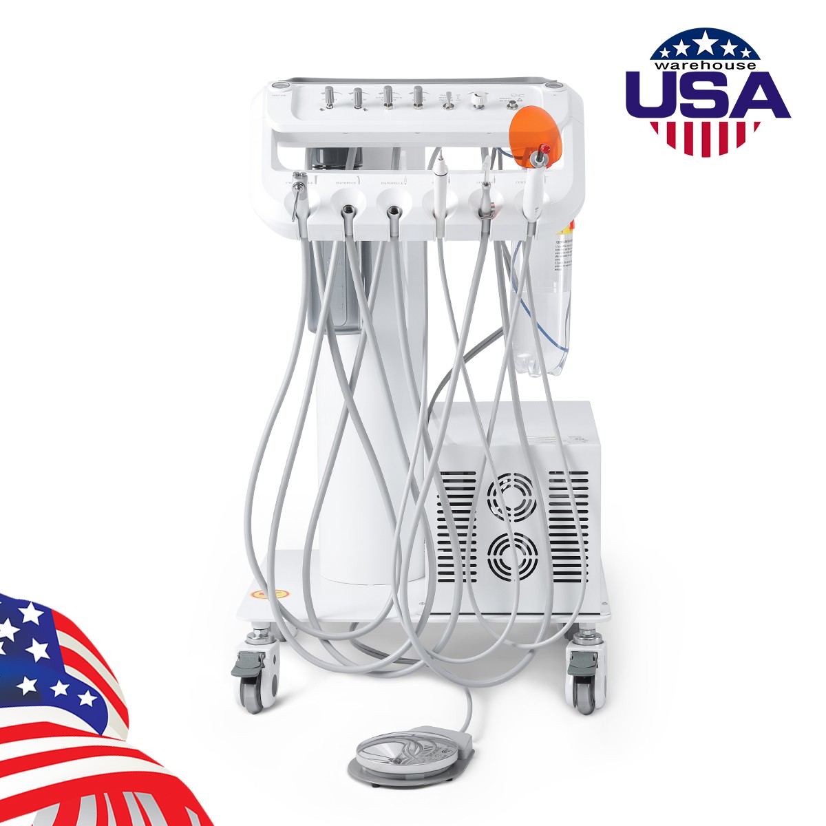 Dental Delivery Unit Rolling Cart Air Compressor Suction 4H /Lubrication System