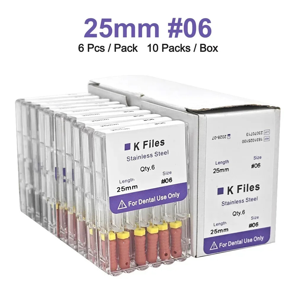 Dental Endo Root Canal File K-files 25mm Stainless Steel #6#8#10#15-40 Hand File