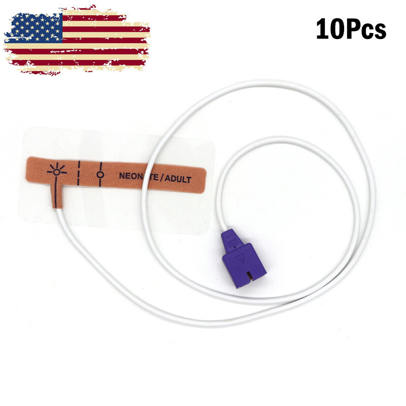 10pc 9Pin Disposable Neonate/Adult Oximax SpO2 Sensor Compatible With ，US