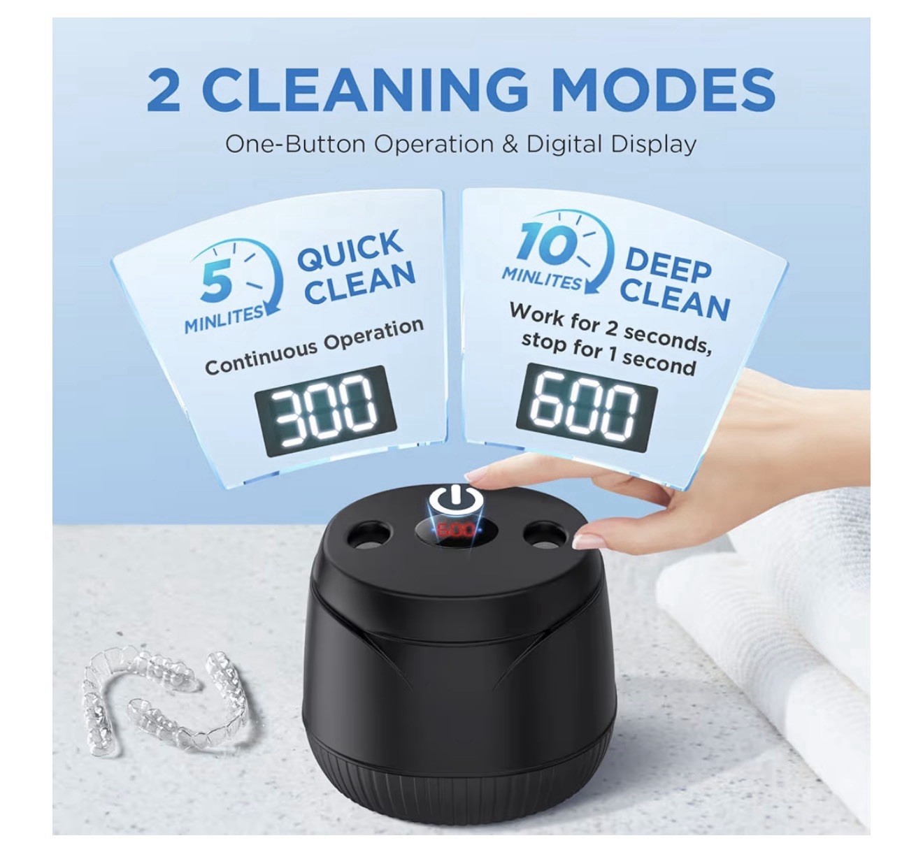 Dental Ultrasonic Retainer Cleaner Machine – Dental Cleaning Pod for Denture