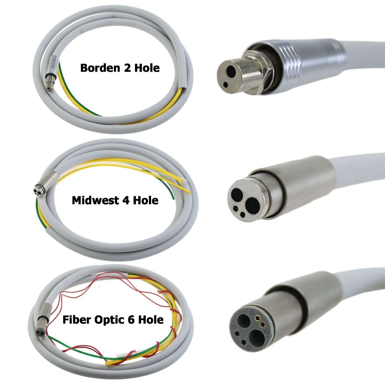 Dental Air Turbine Handpiece Tubing Hose Midwest 4 Hole Fiber Optic 6 Pin 2 Hole
