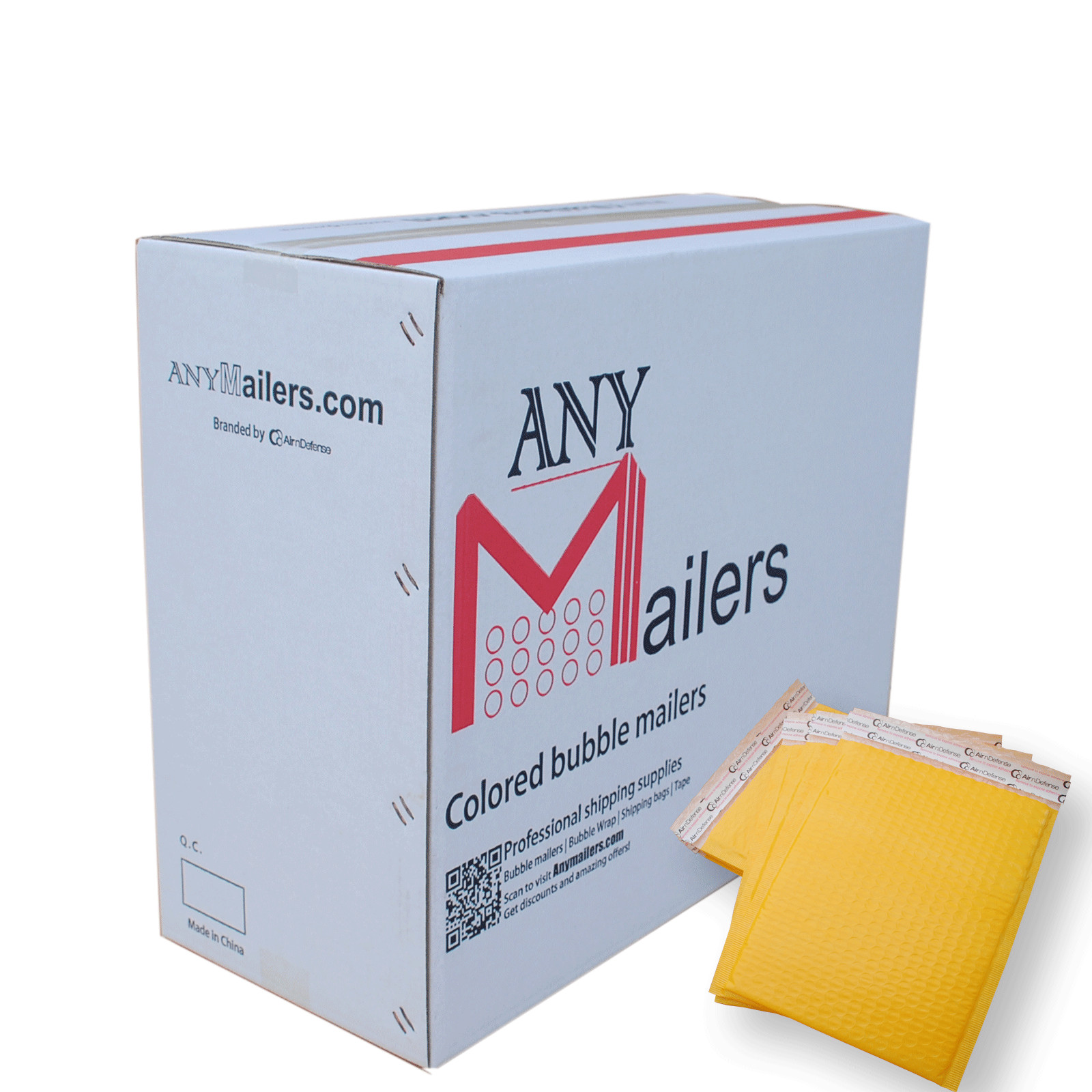 AirnDefense 250 #0 6.5X10″ Yellow Poly Bubble Mailers Shipping Padded Envelope