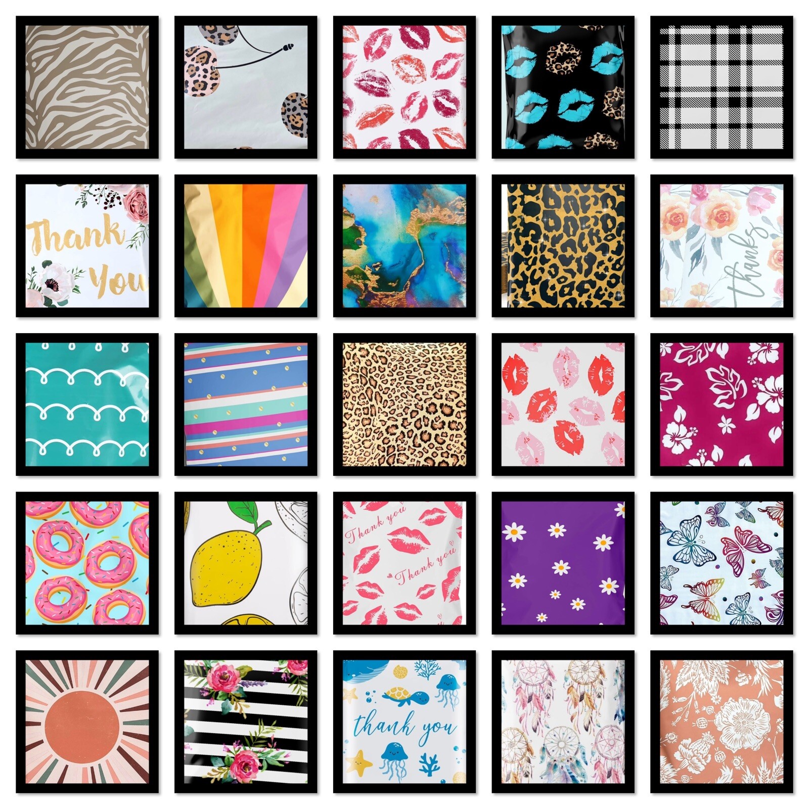 Poly Mailers 6×9 100 UNIQUE DIFFERENT DESIGNS