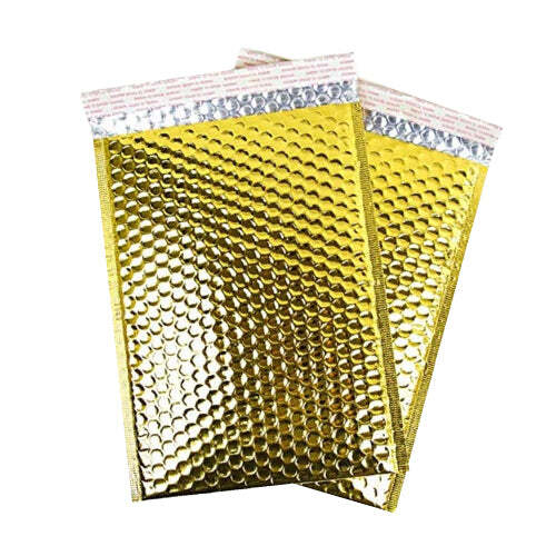 Gold Metallic Glamour Mailers Bubble Envelopes #0 6×10 Inches Pack of 50 Pieces