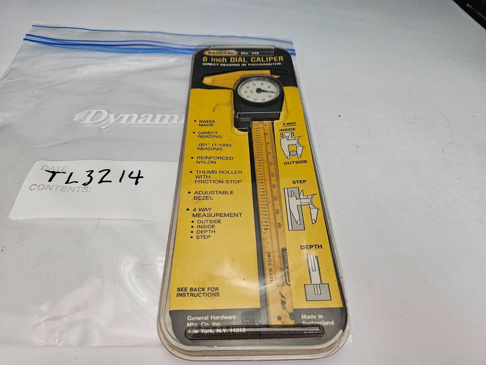GENERAL #145 6″ DIAL CALIPER .001″ MADE IN SWITZERLAND (TL3214)