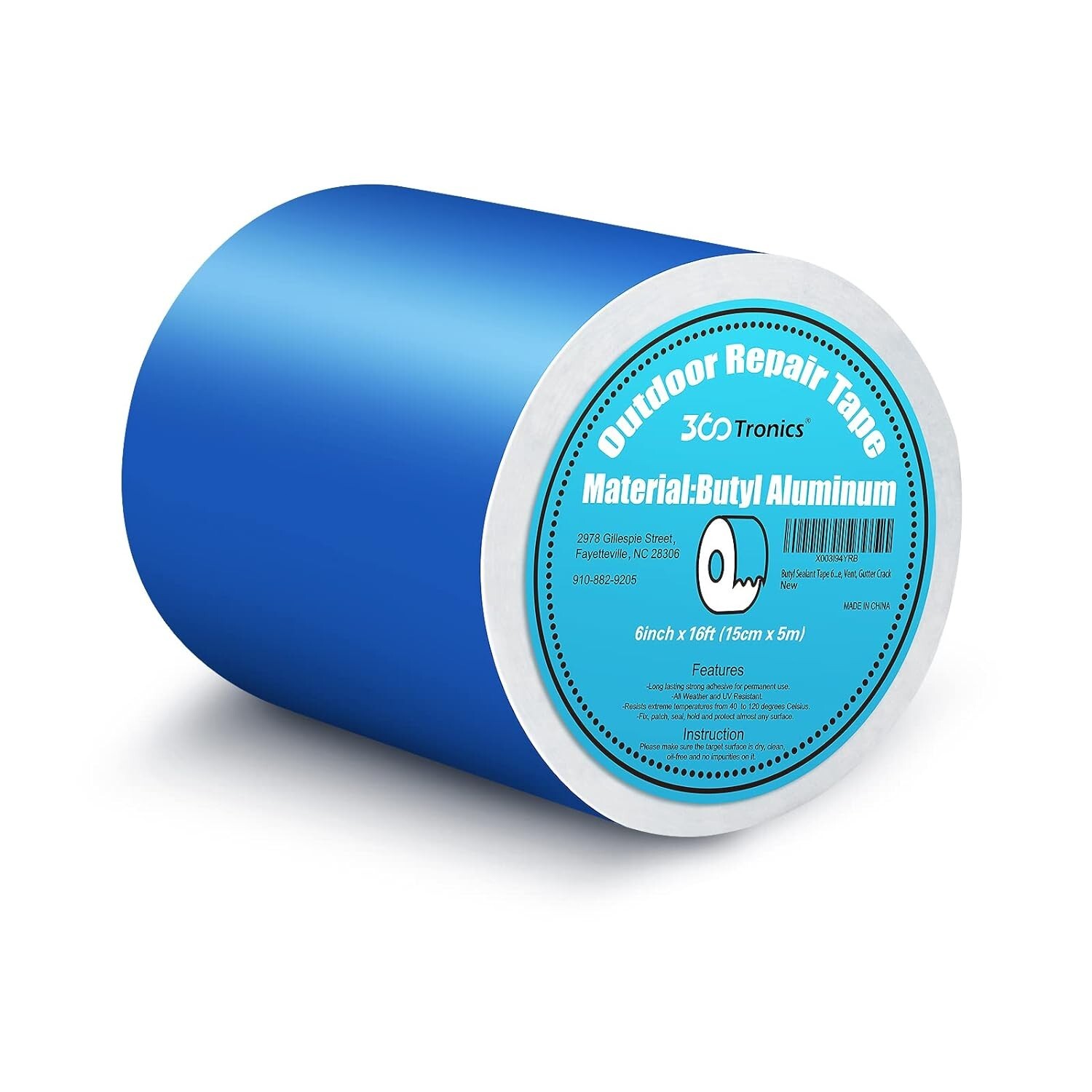 Super Waterproof Tape, Aluminum Butyl Rubber Tape 6″ x 16 ft, RV, Roof, Metal