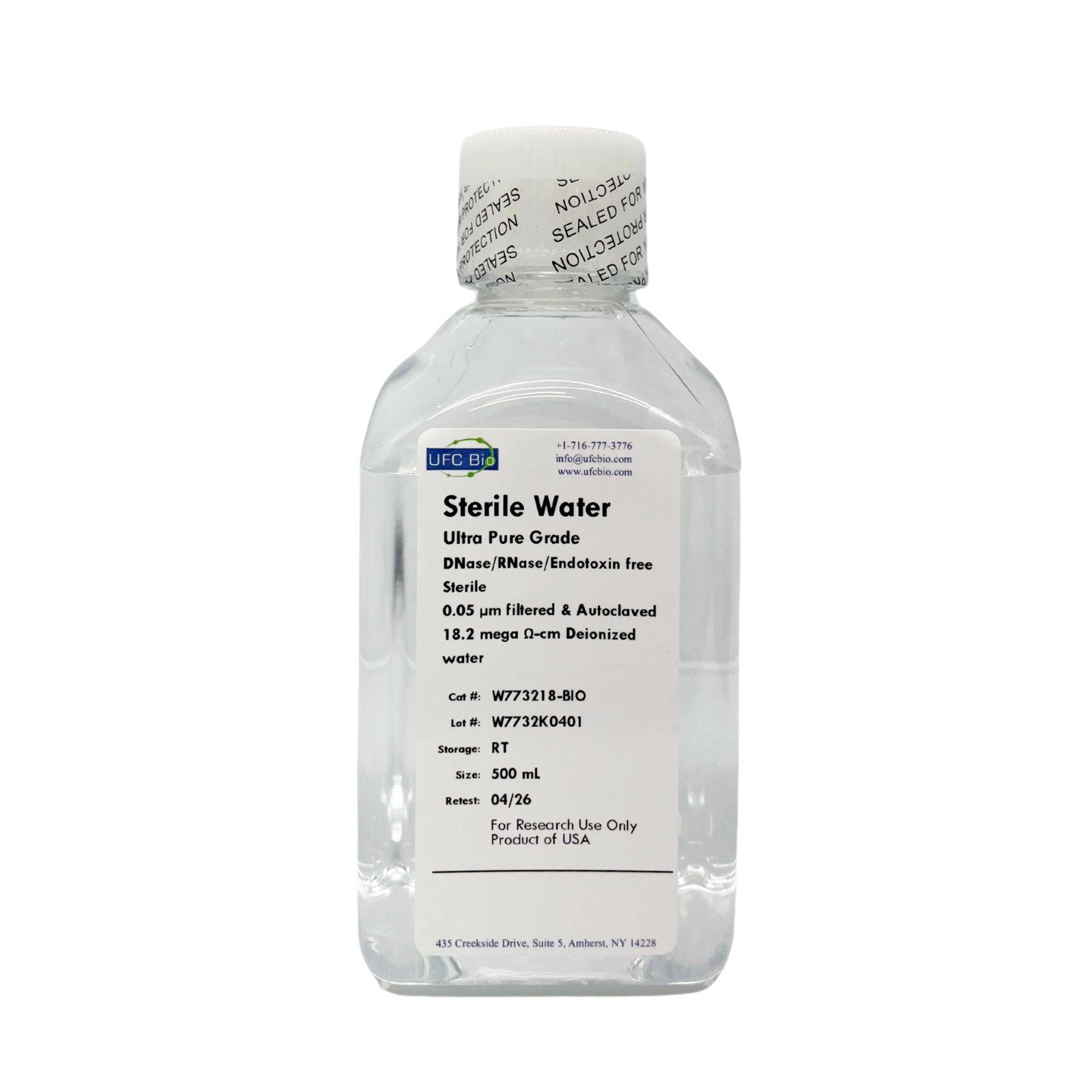Sterile Water – Ultra Pure Grade – RNase/DNase/Endotoxin Free – Autoclaved