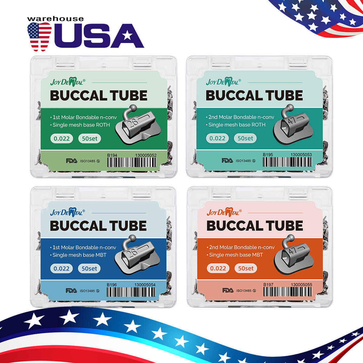 Dental Orthodontic 1st/2nd Molar Buccal Tube Bondable Mesh Base Roth/MBT 022