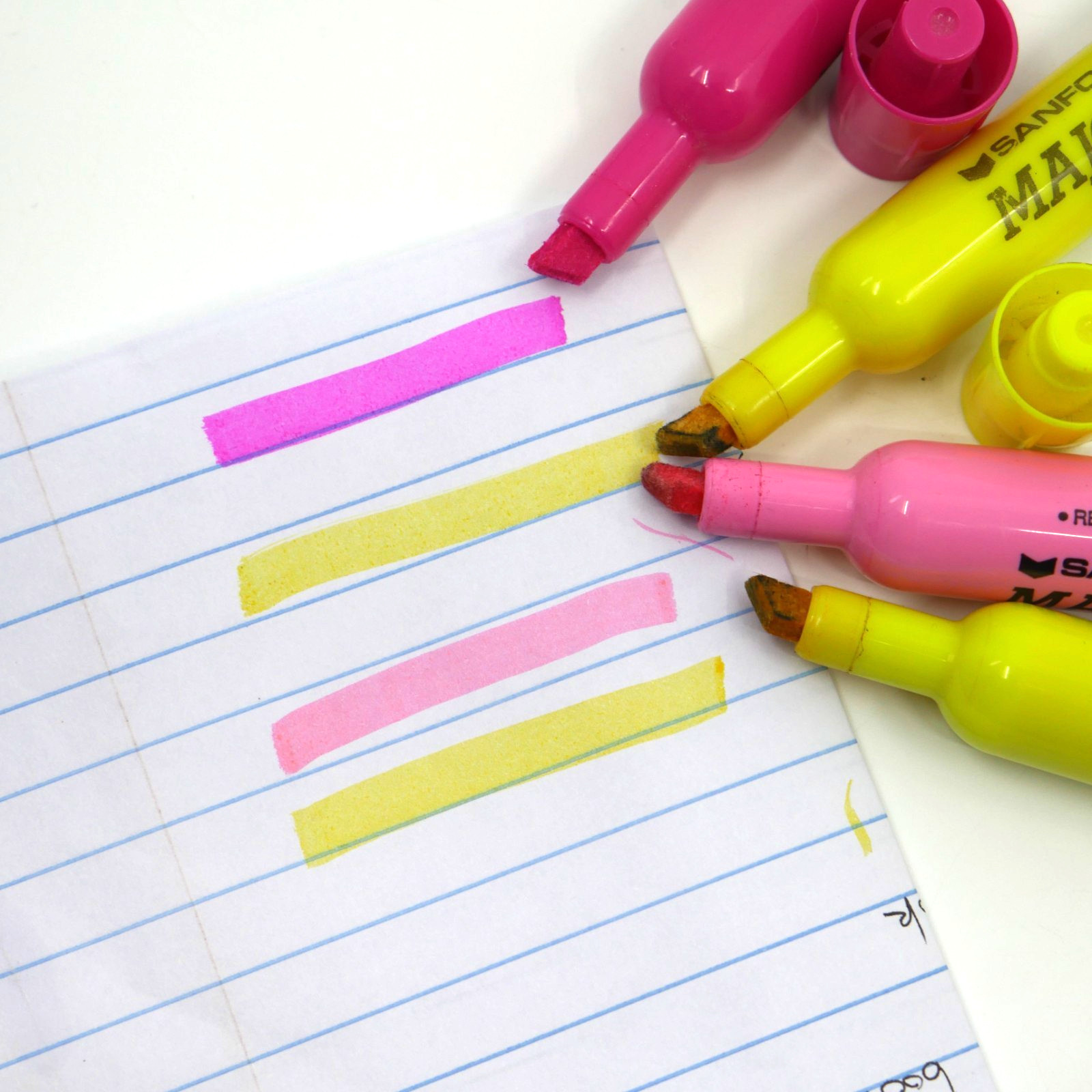 7 Vintage Sanford Major Accent Highlighters set Broad Point hot pink blue yellow