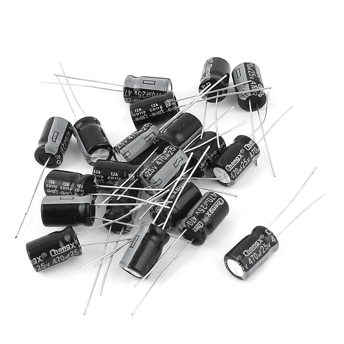 20 Pcs 25V 470uF Radial Through Hole 8mm x 12mm Aluminium Capacitor