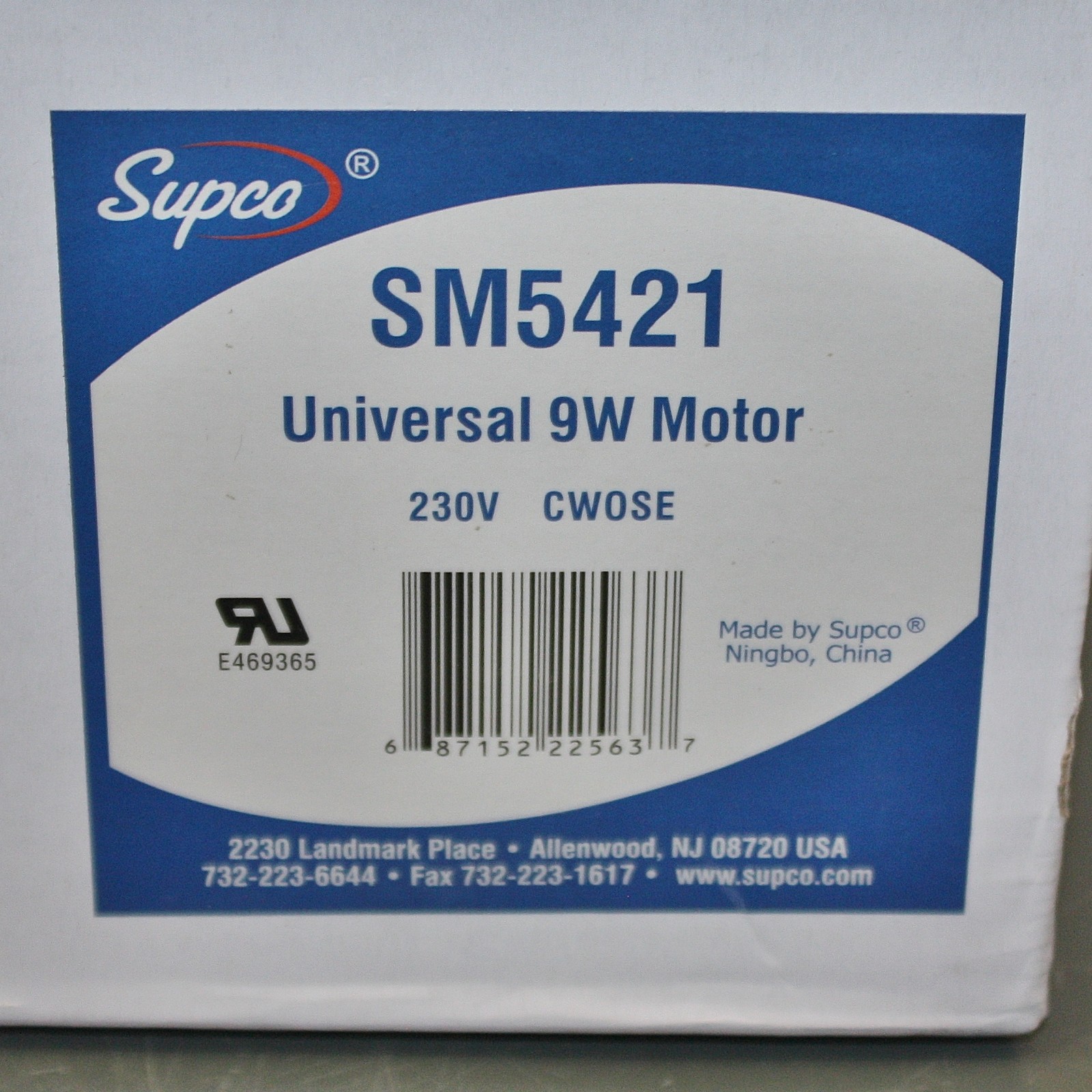 (6) Supco Unit Bearing Electric Motor SM5421, 1/4″ Threaded Shaft, 230V 1550 rpm